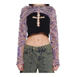The Ragged Priest Cropped Confetti Shrug Whimsgoth Rainbow Pastel Grunge Sz 10